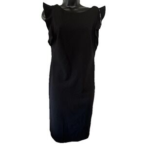 Calvin Klein Little Black Dress Sheath Ruffle Sleeveless Women's Size 8 NEW NWT